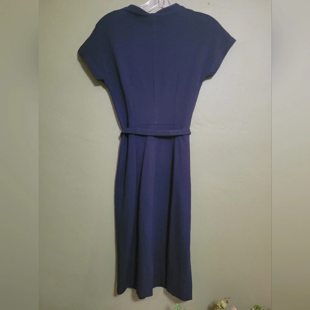 Diane von Furstenberg Navy Blue Cap Sleeve Midi Dress Size 0 - Picture 3 of 3